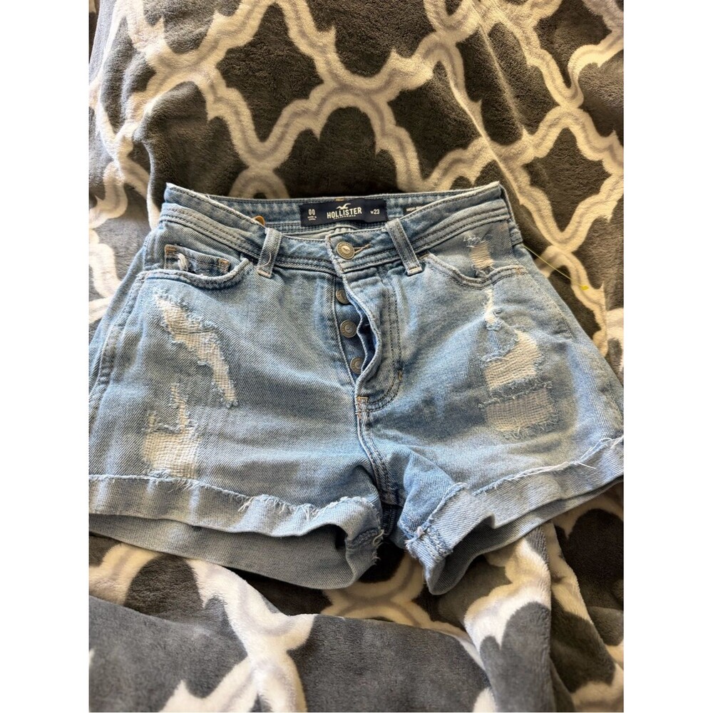 Hollister Light Wash Distressed Denim Shorts